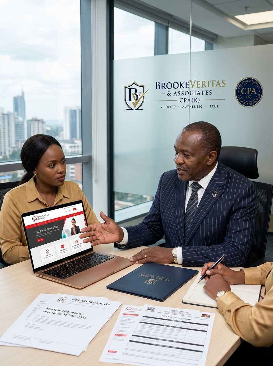 Advisor reviewing the iTax portal and KRA compliance status