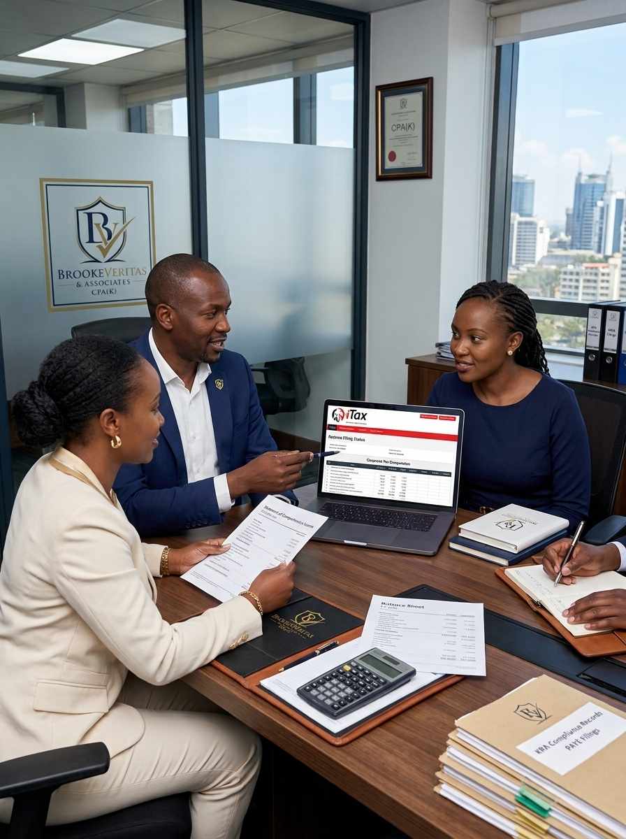 Showing the iTax portal website on a laptop during a client meeting